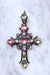 Ancient cross pendant in silver, enamel, and Rhine stones 58 Facettes