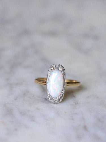 Bague opale entourage diamants 58 Facettes
