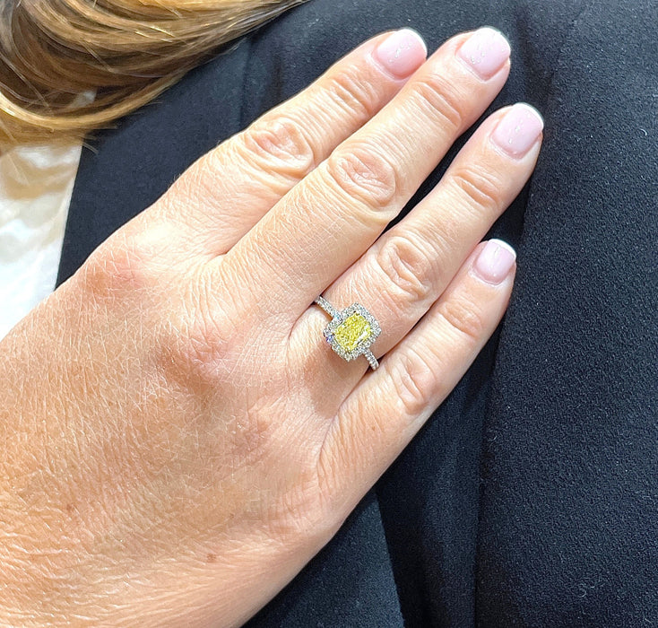 Bague 55 Bague Diamant jaune Platine 58 Facettes