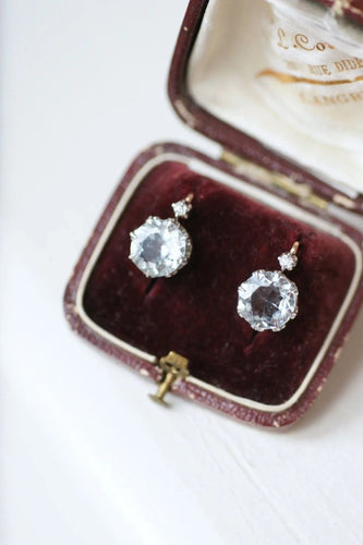 Boucles d'oreilles Boucles d'oreilles Or rose Platine Aigue-marine Diamants 58 Facettes