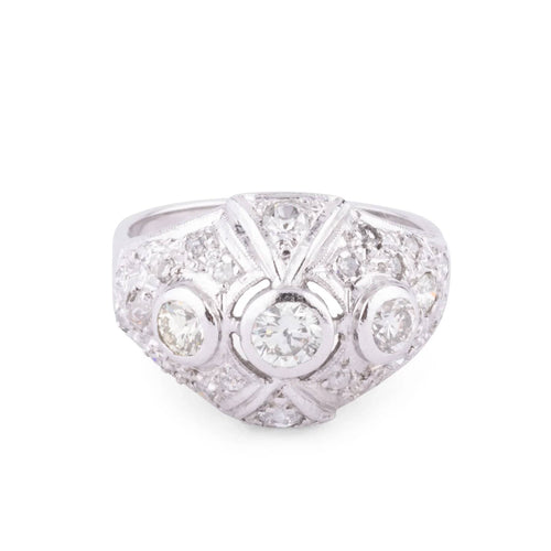 Bague Bague dôme en platine, diamants 58 Facettes 1