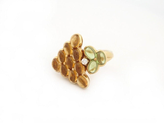 Bague 55 bague MAUBOUSSIN grappe de raisin t55 or jaune 18k diamant citrine peridot 58 Facettes 254217
