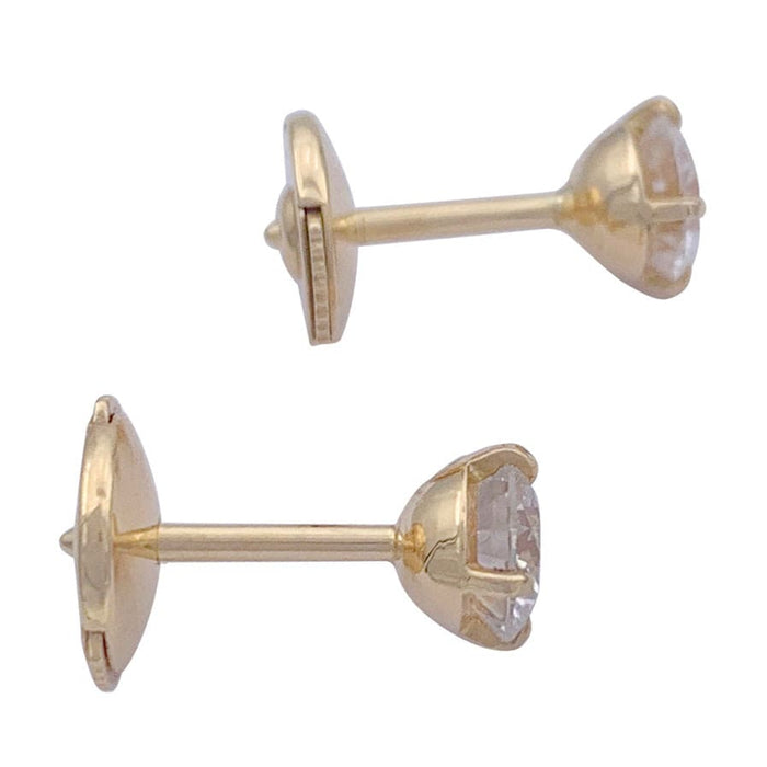 Boucles d'oreilles Puces d'oreilles en or jaune, diamants. 58 Facettes 31965