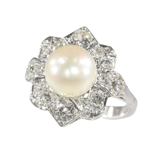 Bague 50 Bague Art Déco platine diamant perle 58 Facettes 22132-0317