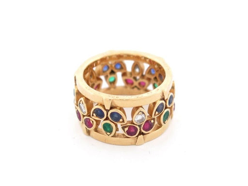 54 CARTIER ring - “Rivière” ring in yellow gold, diamonds, sapphires, rubies & emeralds 58 Facettes 245801