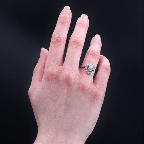 Bague 56 Bague ancienne marguerite de diamants 58 Facettes 22-586