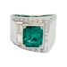 Ring 49 Art Deco ring in platinum, emerald and diamonds. 58 Facettes 31604