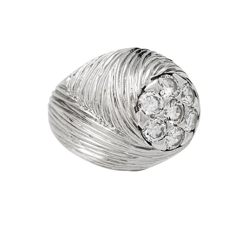 Bague 46 Bague dôme en or, platine et diamants. 58 Facettes 30943