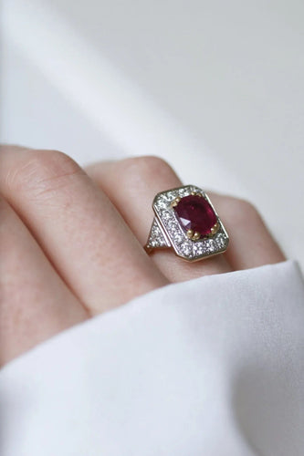 Bague 52 Bague Octogonale Rubis et Diamants 58 Facettes