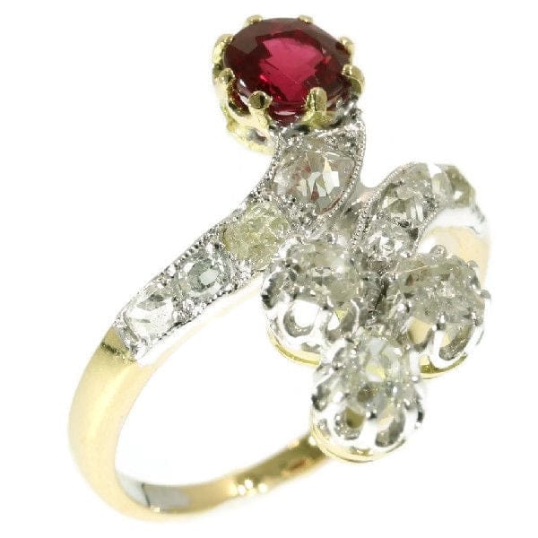 Bague 50 Bague avec diamants et rubis 58 Facettes 16077-0041