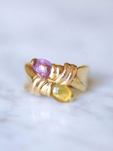 Bague Bague vintage Toi & Moi, tourmaline rose et citrine 58 Facettes
