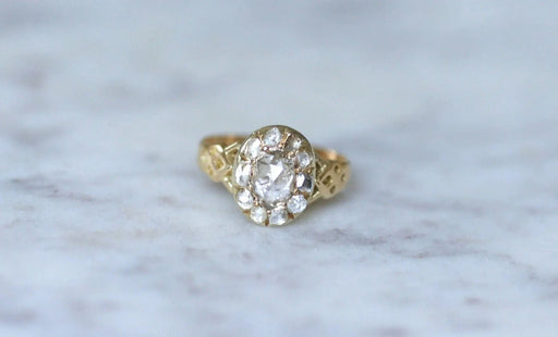 Ring 52 Daisy ring Yellow gold Diamond 58 Facettes