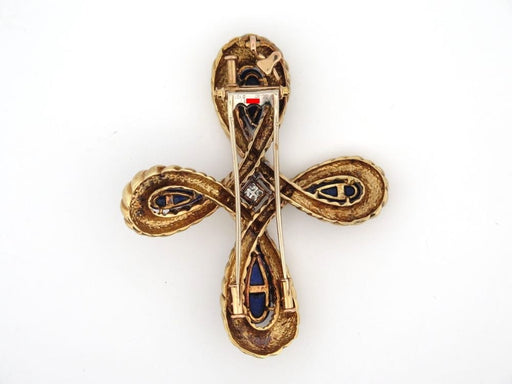 VAN CLEEF & ARPELS brooch brooch cross pendant cabochon lapis lazuli diamonds 58 Facettes 257360
