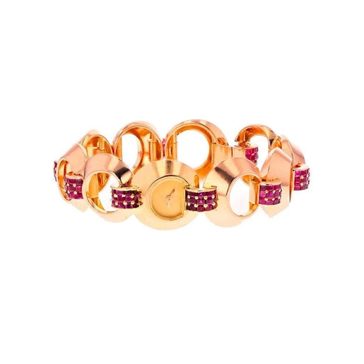Bracelet Bracelet Tank rubis 8.90 carats en or rose 58 Facettes 218318