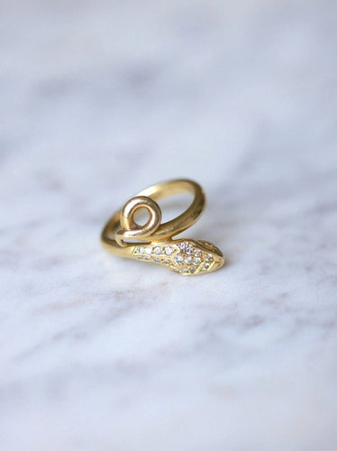 Bague serpent enroulé vintage en or jaune et diamants 58 Facettes