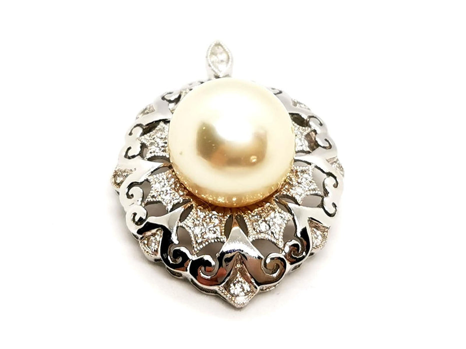 Collier Pendentif Vintage Or blanc Perle 58 Facettes 1931141CN