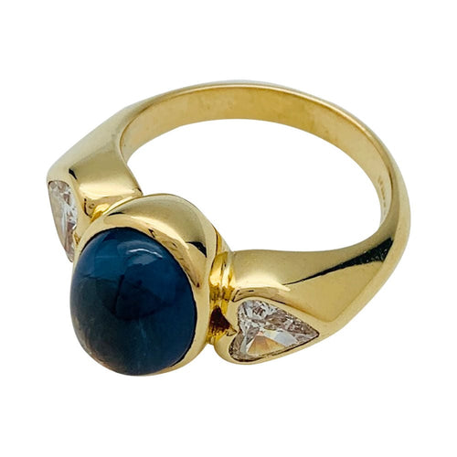 Bague 53 Bague saphir cabochon 6 cts, diamants coeurs. 58 Facettes 31736