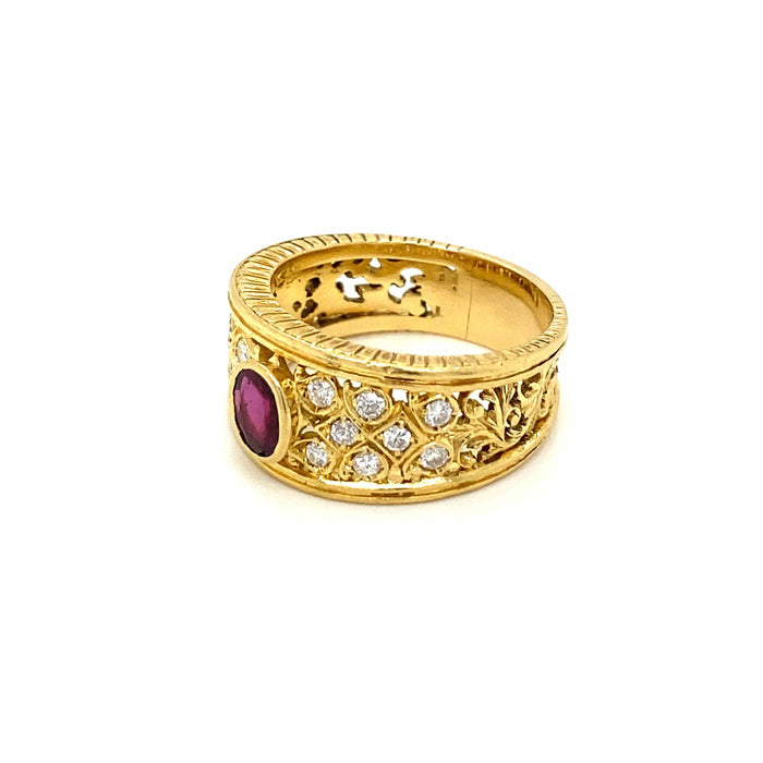 Bague Bague Art Nouveau Diamants Rubis 58 Facettes