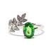 Ring Tsavorite Garnet Leaf Ring Diamonds White Gold 58 Facettes
