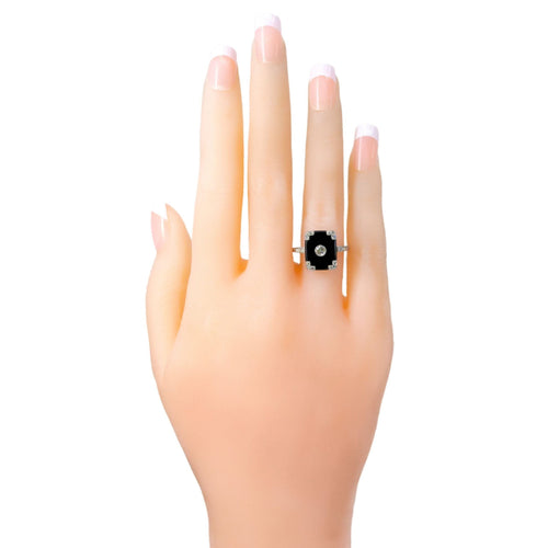 Bague Bague Art Déco Onyx Diamants 58 Facettes 283515B624A545CBB2833D855843D533