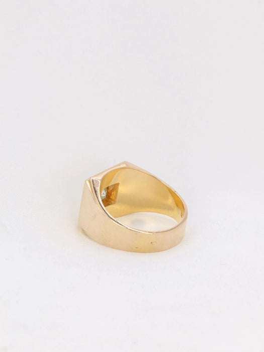 Bague 56.5 Bague chevalière Or jaune Diamants 58 Facettes J142