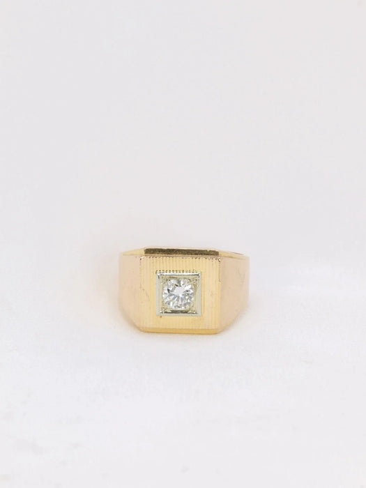 Bague 56.5 Bague chevalière Or jaune Diamants 58 Facettes J142