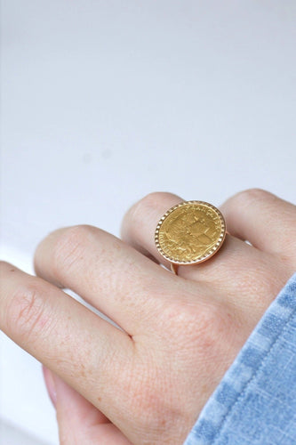 Bague Bague pièce Marianne 10 Francs en or jaune 58 Facettes
