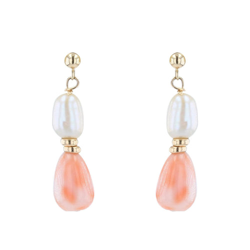 Boucles d'oreilles Boucles d'oreilles perles baroques et verre corail 58 Facettes 19-179B