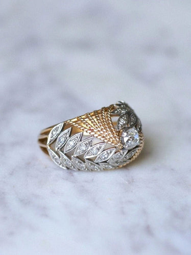 Bague Dôme vintage palmes diamants 58 Facettes