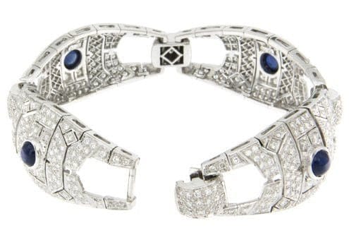 Bracelet Bracelet or blanc diamants saphirs 58 Facettes 62100027