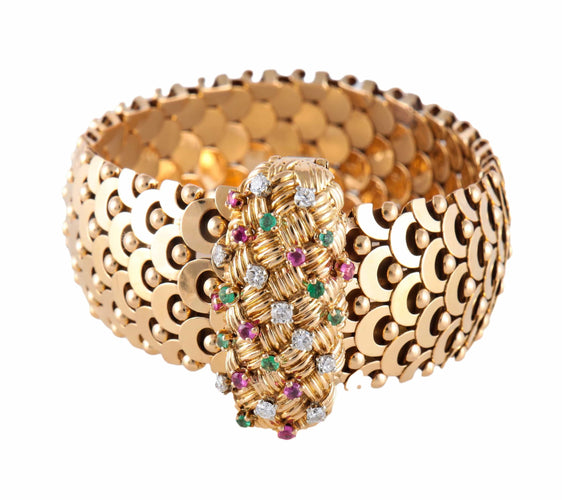 Bracelet BRACELET "ECAILLE" OR & PIERRES 58 Facettes BO/220087