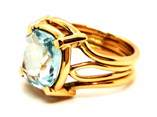 Bague 52 Bague Or jaune Aigue marine 58 Facettes 1649211CN