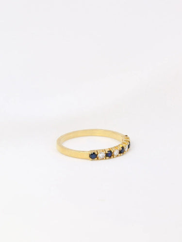 Bague 53 Demi-Alliance américaine diamants et saphirs 58 Facettes J107