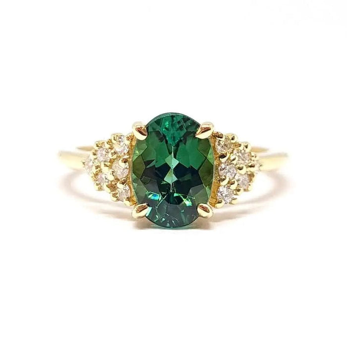 Bague Bague tourmaline verte diamants or jaune 58 Facettes