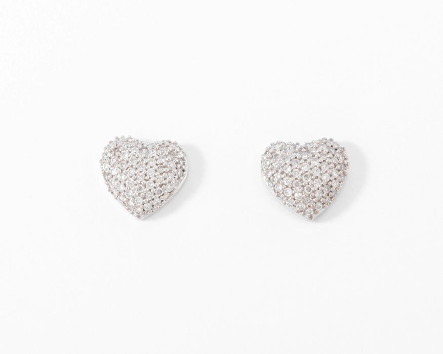 Boucles d'oreilles Boucles d'oreilles or gris forme cœur, diamants 58 Facettes