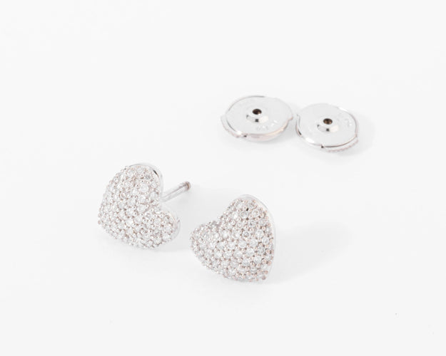 Boucles d'oreilles Boucles d'oreilles or gris forme cœur, diamants 58 Facettes