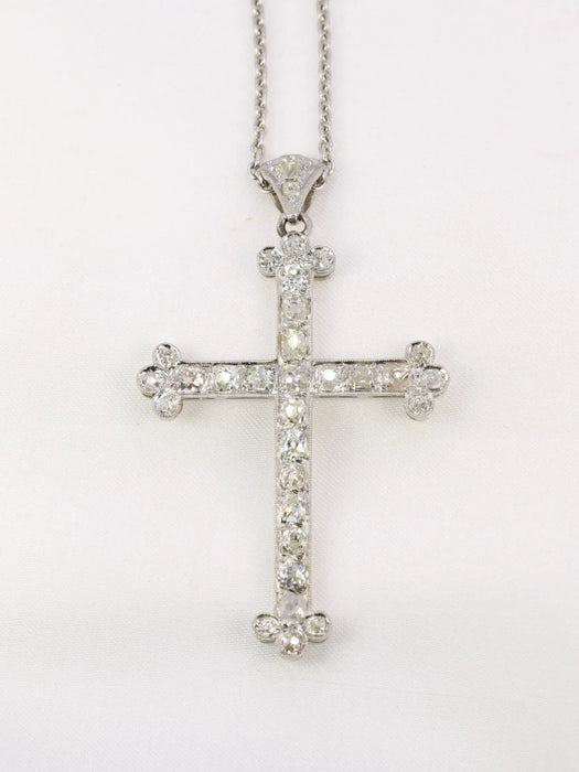 Pendentif Pendentif croix Belle Epoque diamants taille ancienne 58 Facettes J85