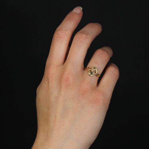 Bague 52 Bague toi et moi émeraude perle ancienne 58 Facettes 15-031