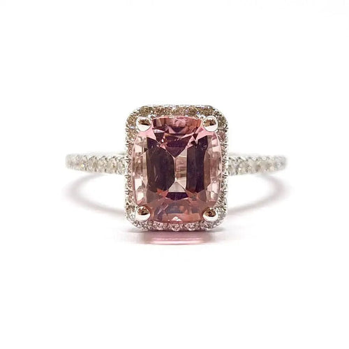 Bague Bague tourmaline rose diamants or blanc 58 Facettes