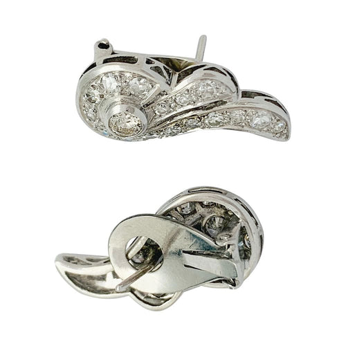 Boucles d'oreilles Paire de boucles d'oreilles Art Déco en platine 58 Facettes 31948