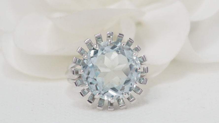 Bague 58 Bague vintage Aigue-marine 58 Facettes 32325