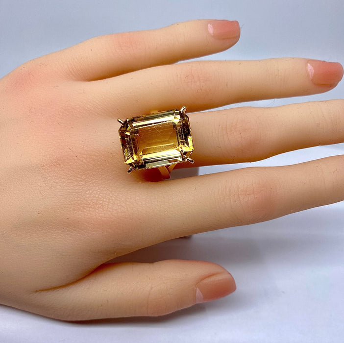 Bague 57 Bague Or jaune Citrine 58 Facettes AB278