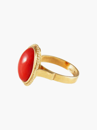 Bague Bague Ancienne Or Jaune et Corail 58 Facettes