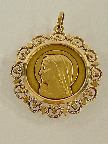 Pendentif Grande Médaille En Or Au Profil De La Vierge 58 Facettes 695919