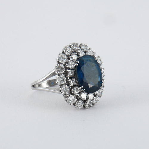 Bague 50 Bague Saphir double entourage Diamants 58 Facettes ALGU22