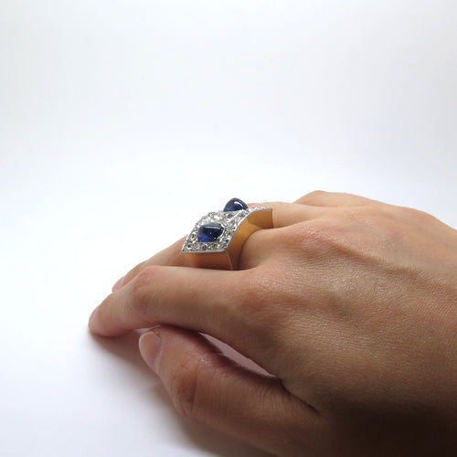 Bague 57 Bague Tank Saphirs Diamants 58 Facettes