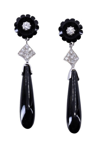Boucles d'oreilles BOUCLES D'OREILLES ONYX ET DIAMANT 58 Facettes 070061