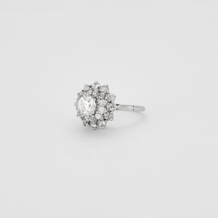Bague 54 Bague Fleur Vintage Diamants 58 Facettes 1950