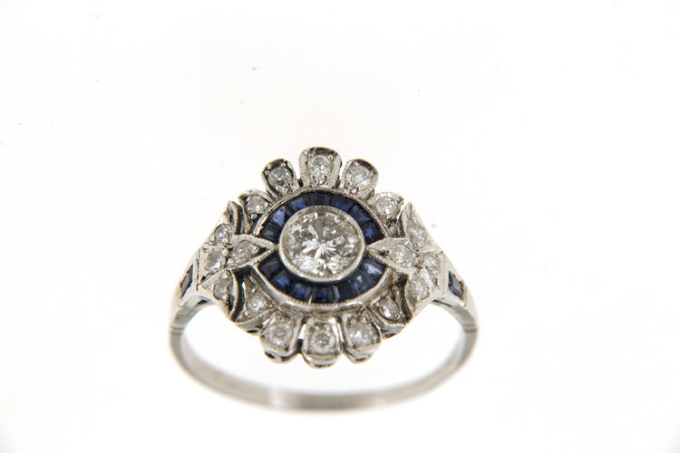 Bague Bague Margueritte en Platine & Diamants, Saphirs 58 Facettes 6492r