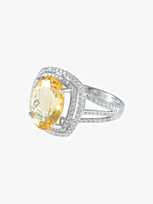 Bague 52 Bague Tourmaline jaune Diamants 58 Facettes